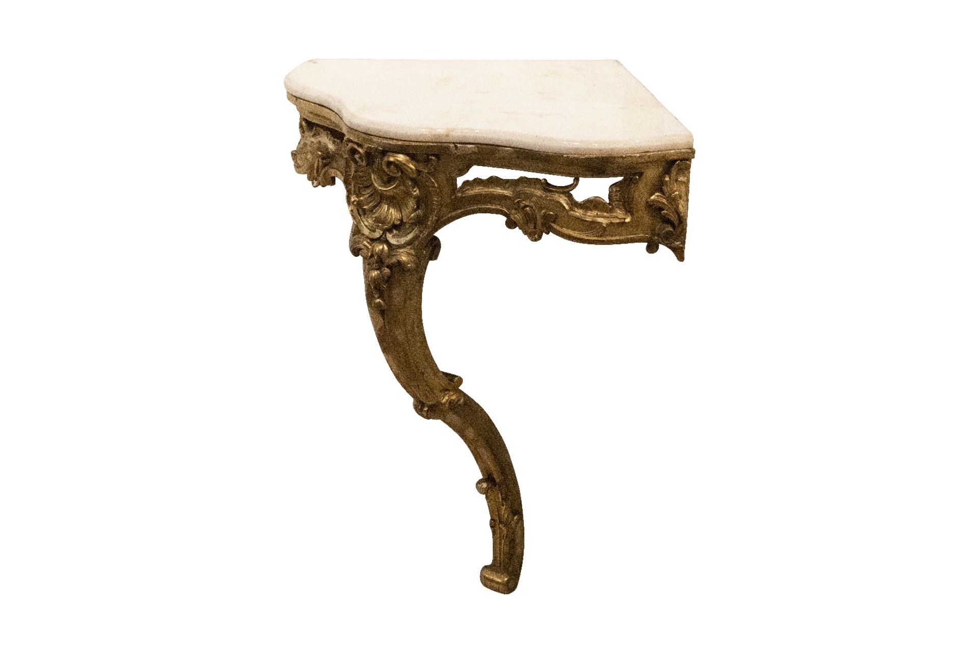 Barock Eck-Wandkonsole mit Marmorplatte | Baroque corner wall console with marble top