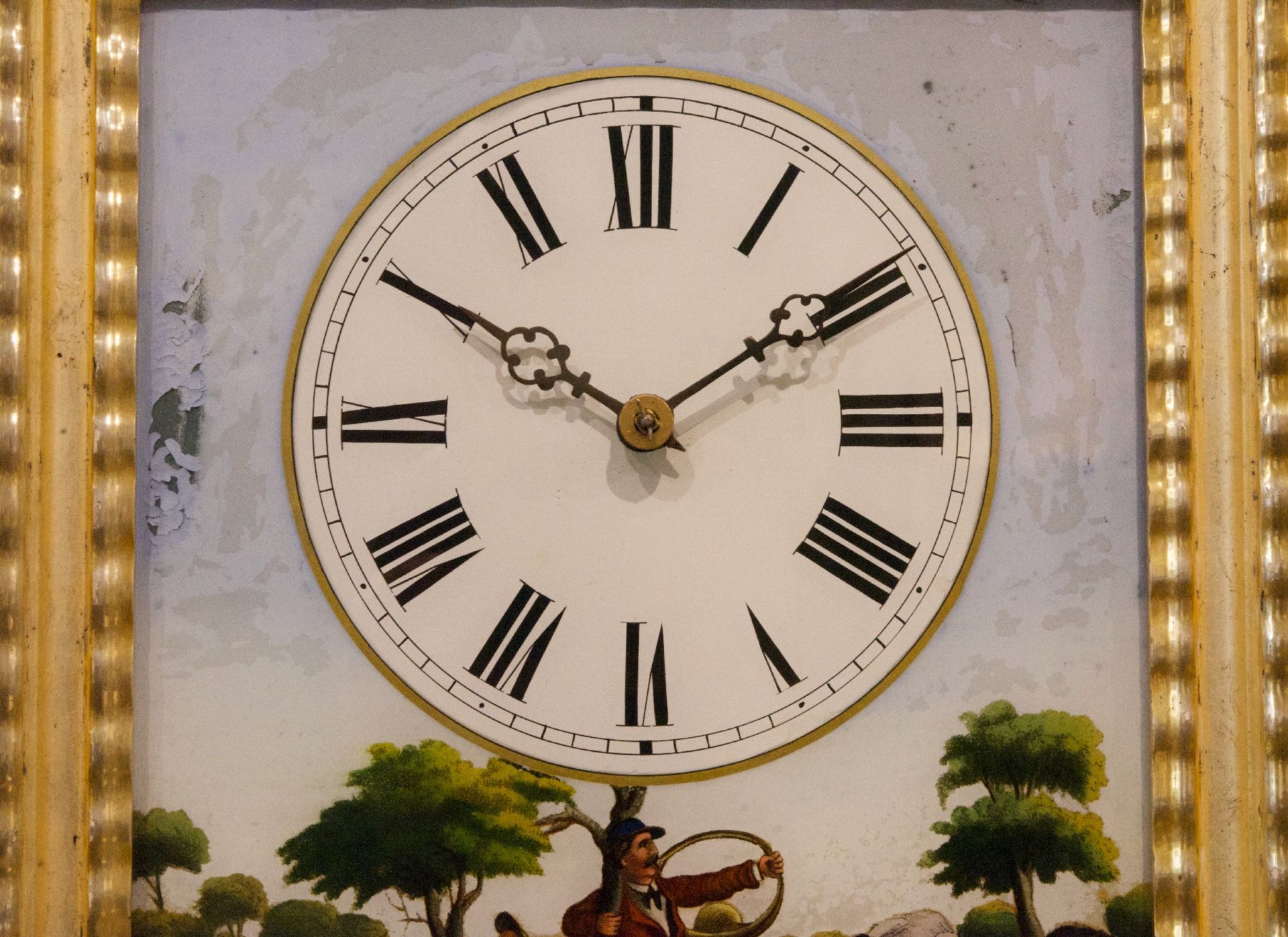 Biedermeier Wanduhr Jagdszene | Biedermeier Wall Clock Hunting Scene - Bild 4 aus 5