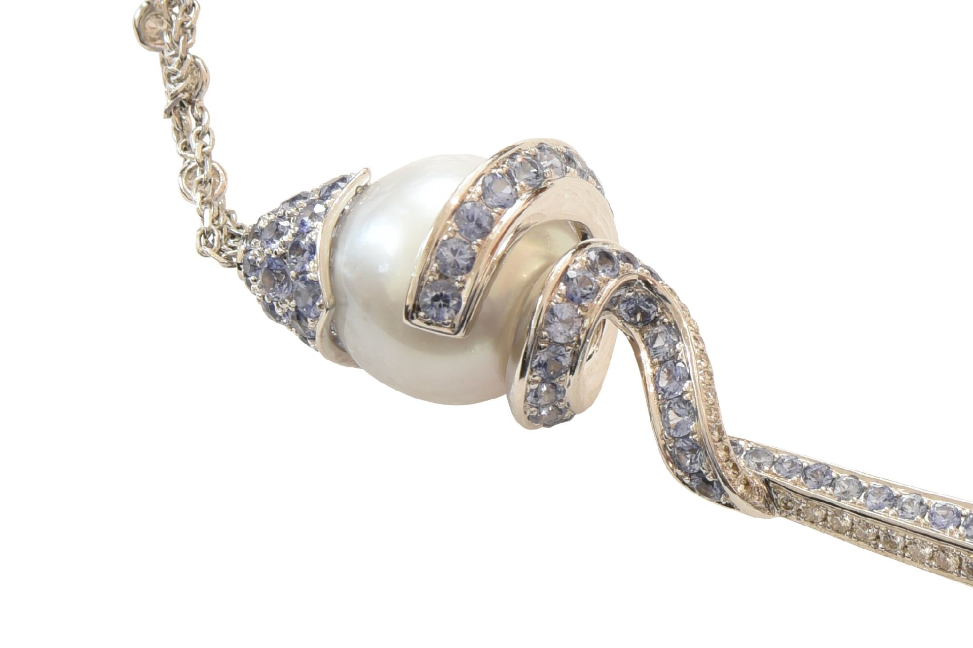 Collier Weissgold Brillanten & Saphir | Necklace Whitegold Brilliant & Sapphire - Bild 6 aus 6