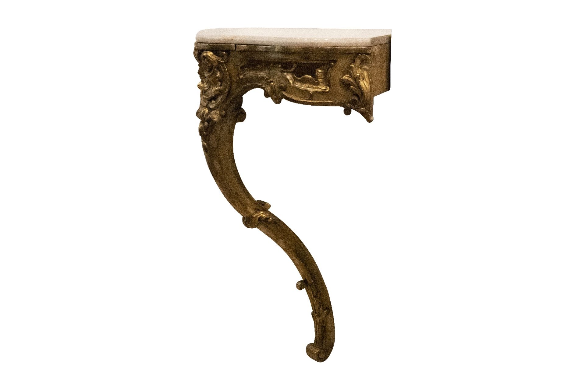 Barock Eck-Wandkonsole mit Marmorplatte | Baroque corner wall console with marble top - Bild 4 aus 5