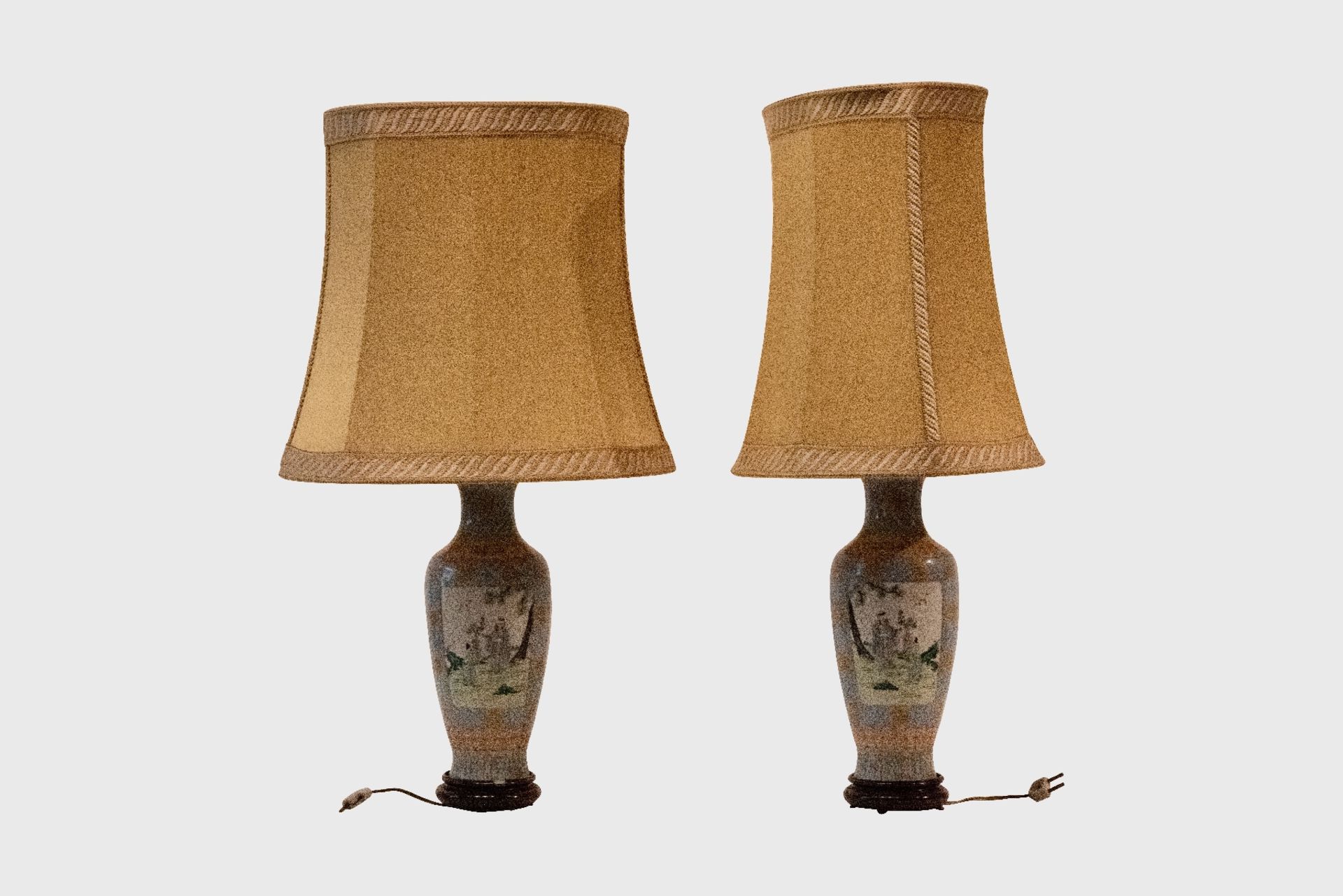 Paar Tischlampen | Pair of Table Lamps with Chinese Porcelain Base