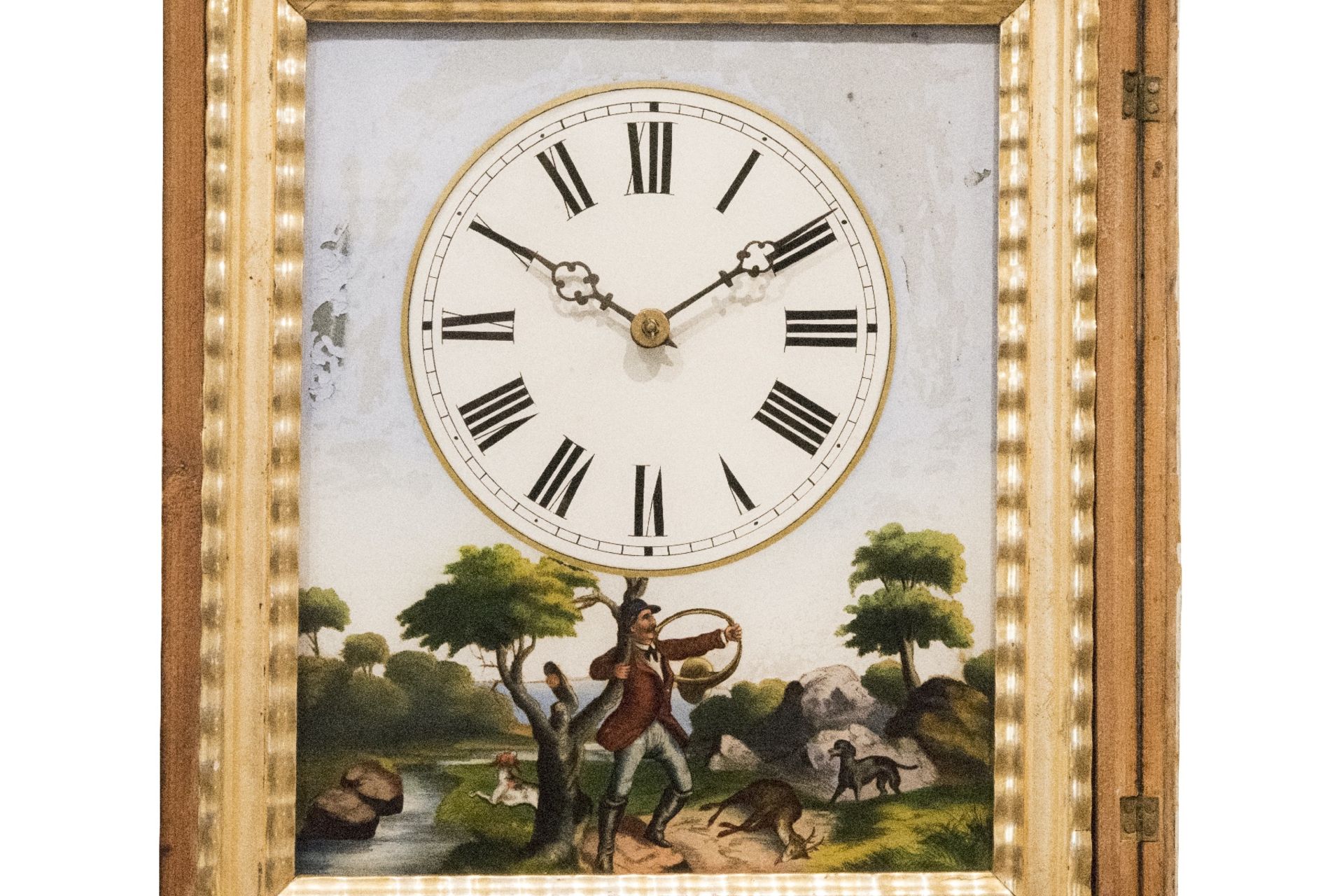 Biedermeier Wanduhr Jagdszene | Biedermeier Wall Clock Hunting Scene - Bild 5 aus 5