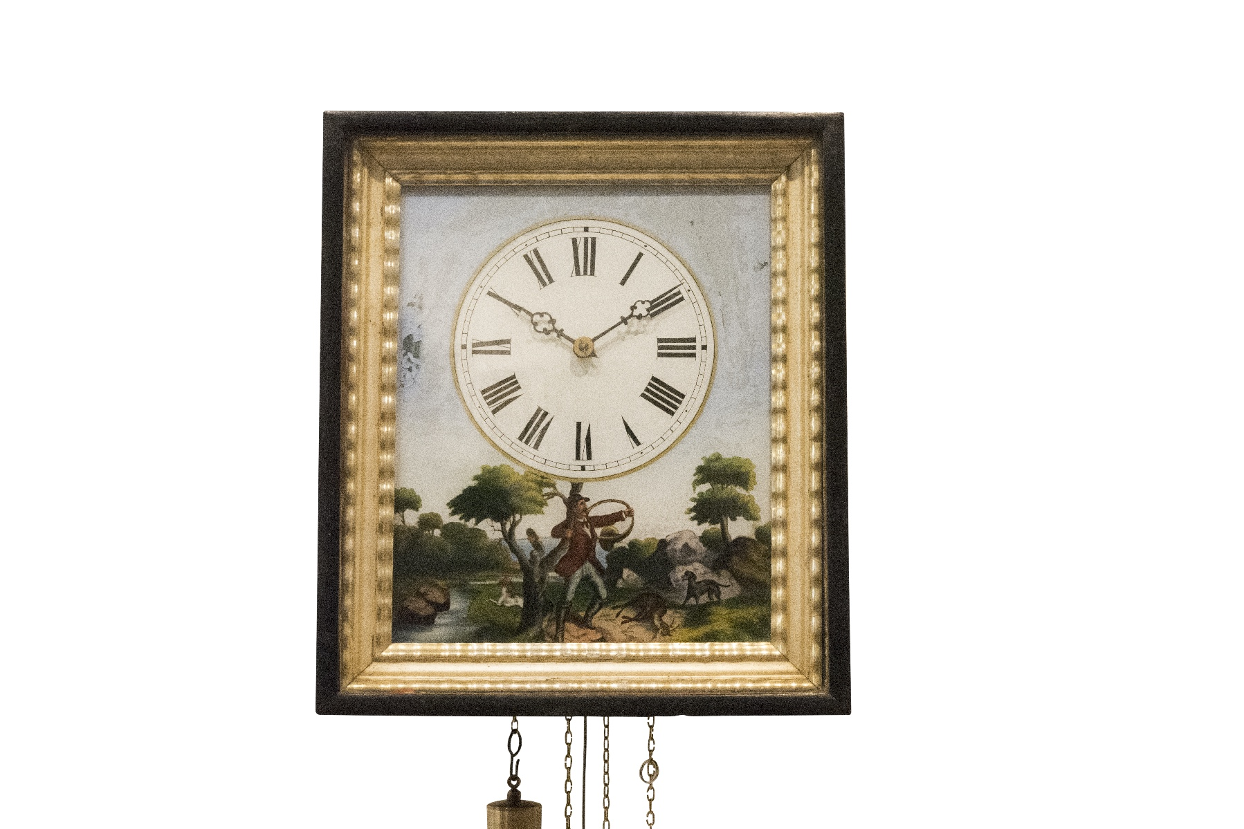 Biedermeier Wanduhr Jagdszene | Biedermeier Wall Clock Hunting Scene - Image 2 of 5