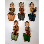 5 Thai Wooden Musicians