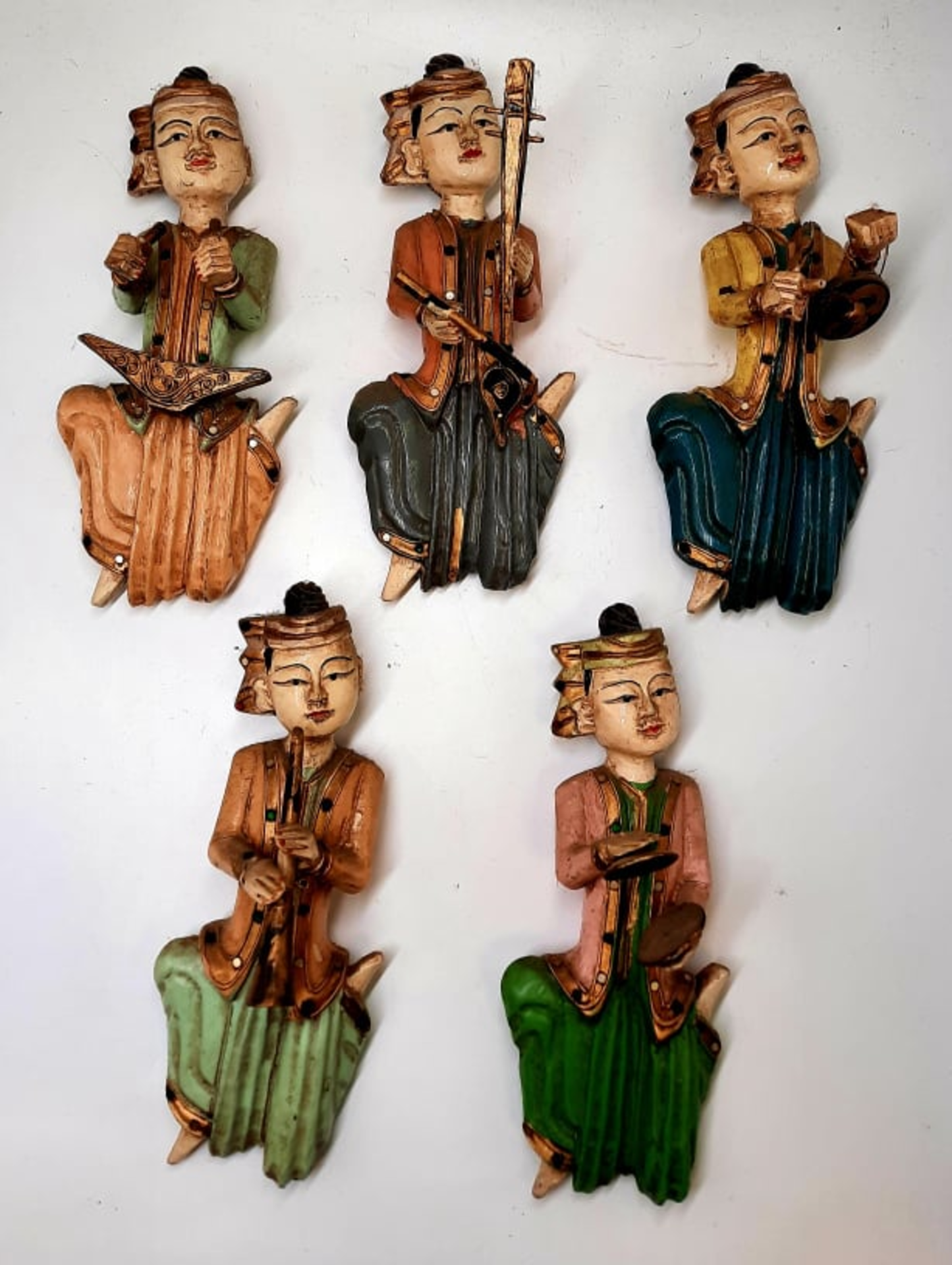 5 Thai Wooden Musicians