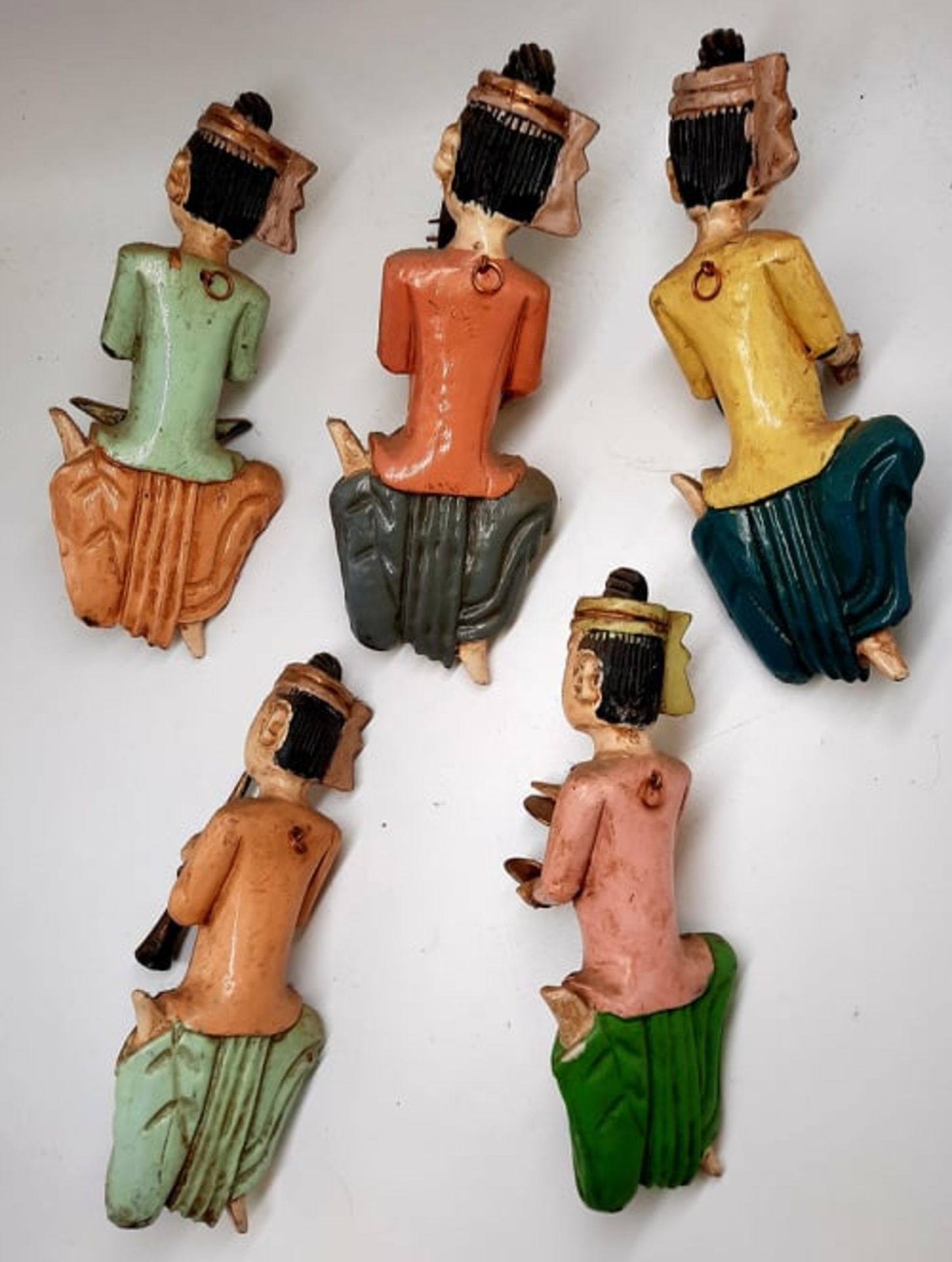 5 Thai Wooden Musicians - Image 2 of 3