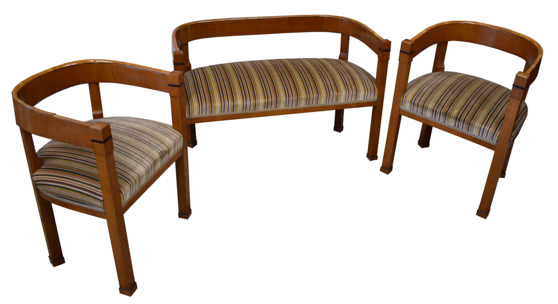 Late 19th century, biedermeier Set in the manner of Joseph Ulrich Danhauser, 1 setee with 2 arm