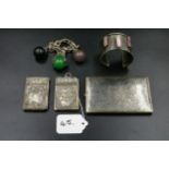 x2 Victorian silver plated note pads plus a white metal cigarette case & 2 bracelets