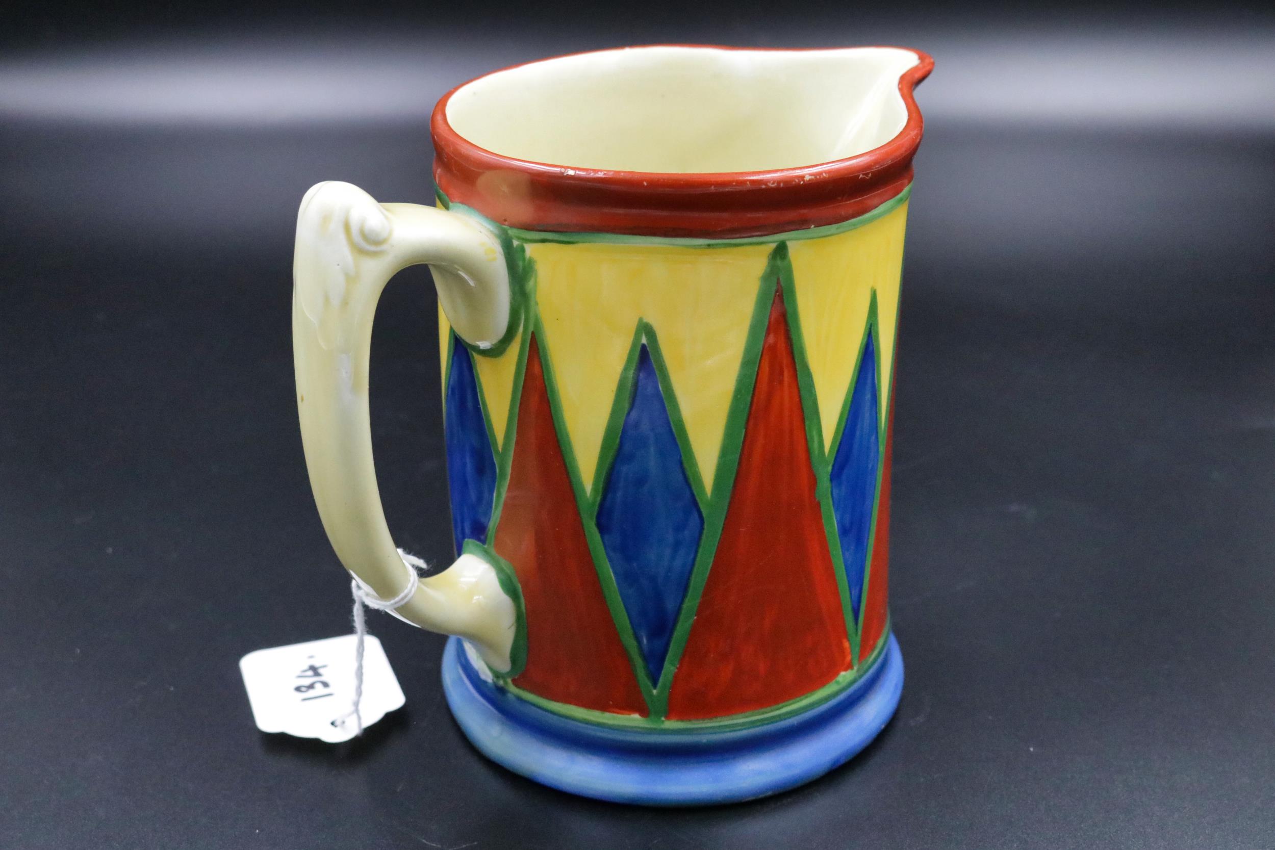 A lovely large Clarice Cliff, Bizarre, geometric jug c1929 with hand painted Bizarre by Clarice - Bild 4 aus 8