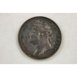 The 1821 UK farthing obverse features the robed laureate bust of King George IV facing left. The