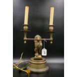 French, Bronze lion lamp (untested)