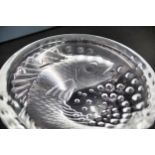 Lalique French art glass fish dish 6" across with original box