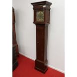 Early Antique Oak Longcase Grandfather Clock with single handed 30 hour birdcage movement by