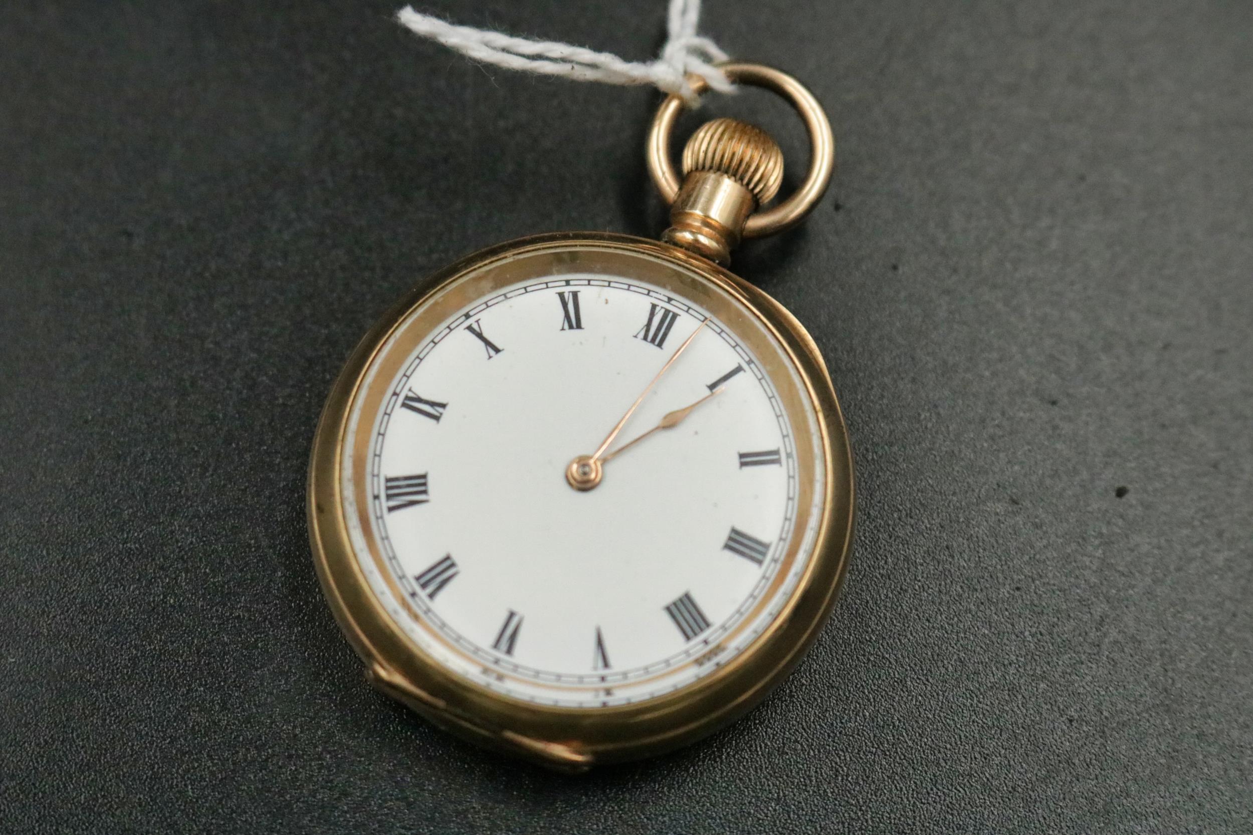 Waltham 14ct gold plated ladies pocket watch (A/F) not running - Image 5 of 8