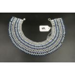 Small tribal jewellery necklace. Blue & white. Size open 14 inches approx