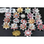 Collection of fire brigade helmet badges etc x20