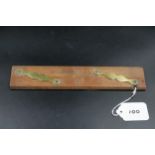 Reeves & Son, London Brass and wooden navigation parallel, stamped L.W.A. moustache style brass