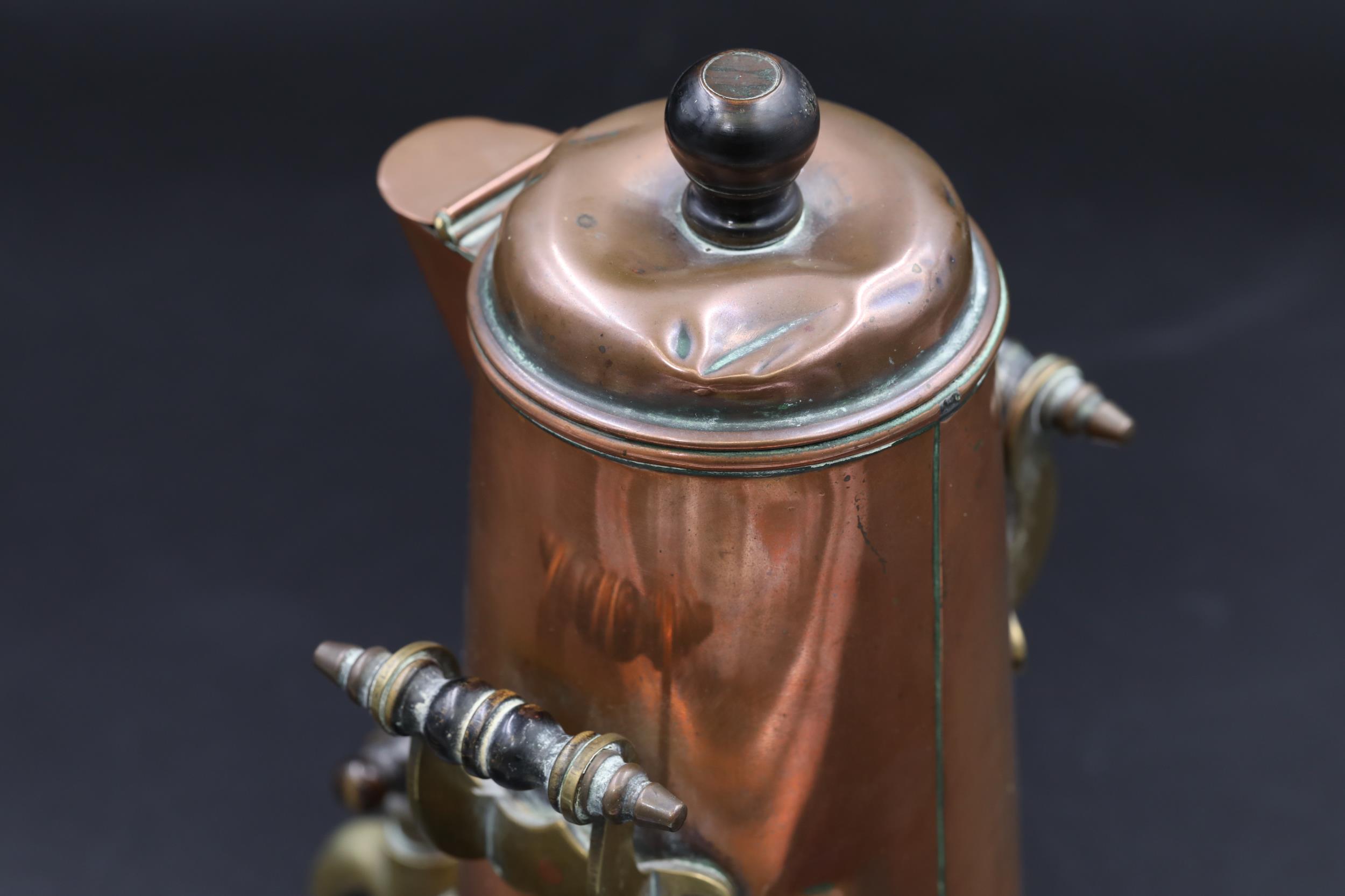 Victorian Copper & Brass jacketed coffee pot. Manufactured by the Piston Freezing Machine & Ice - Image 5 of 8