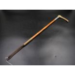 English Horn handled riding crop with silver collar dated 1929 engraved with A.D.E.S. 1930