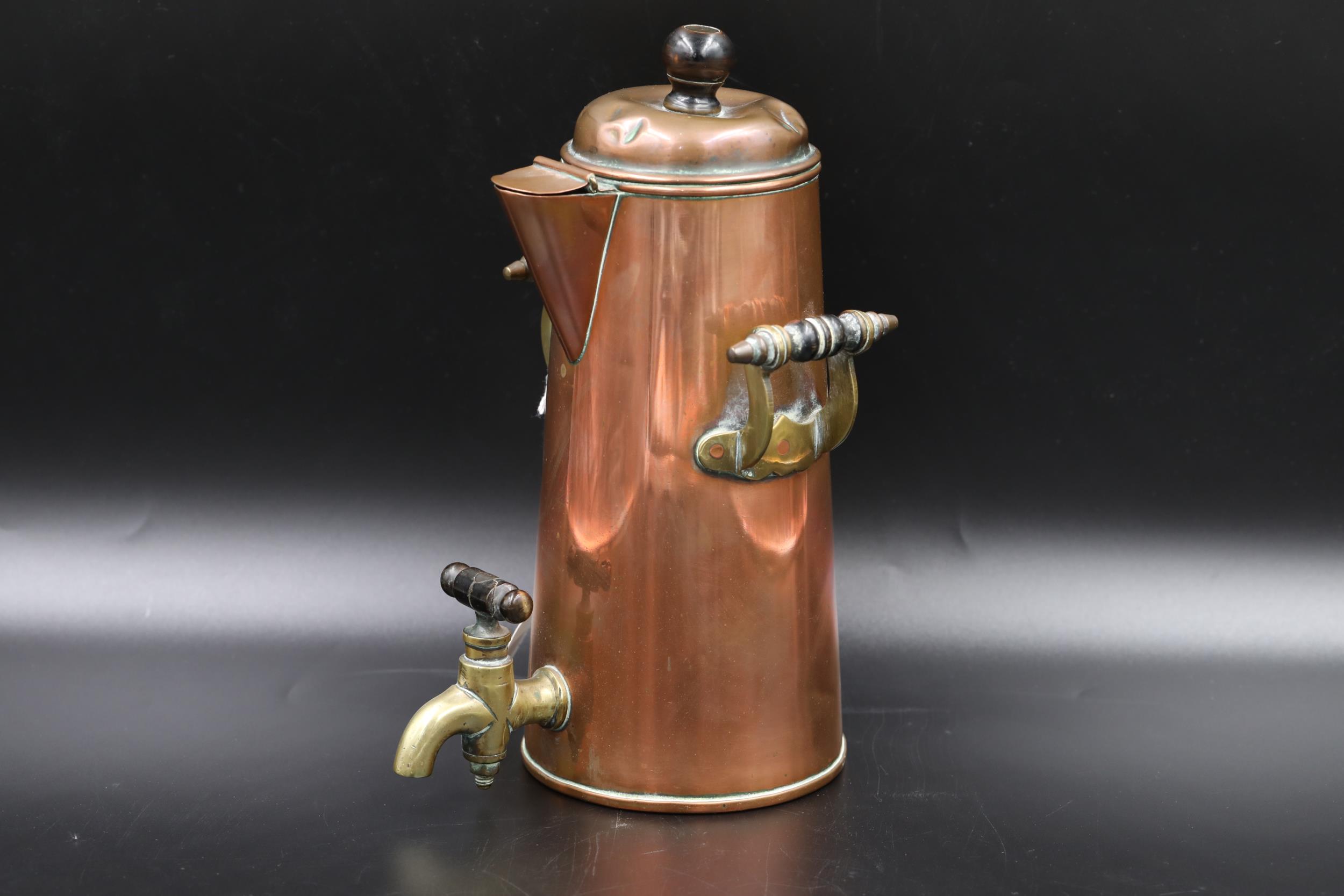 Victorian Copper & Brass jacketed coffee pot. Manufactured by the Piston Freezing Machine & Ice - Image 2 of 8