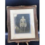 Framed WW1 picture of British Officer in Uniform. 14.5" x 17.5". Frame needs treating