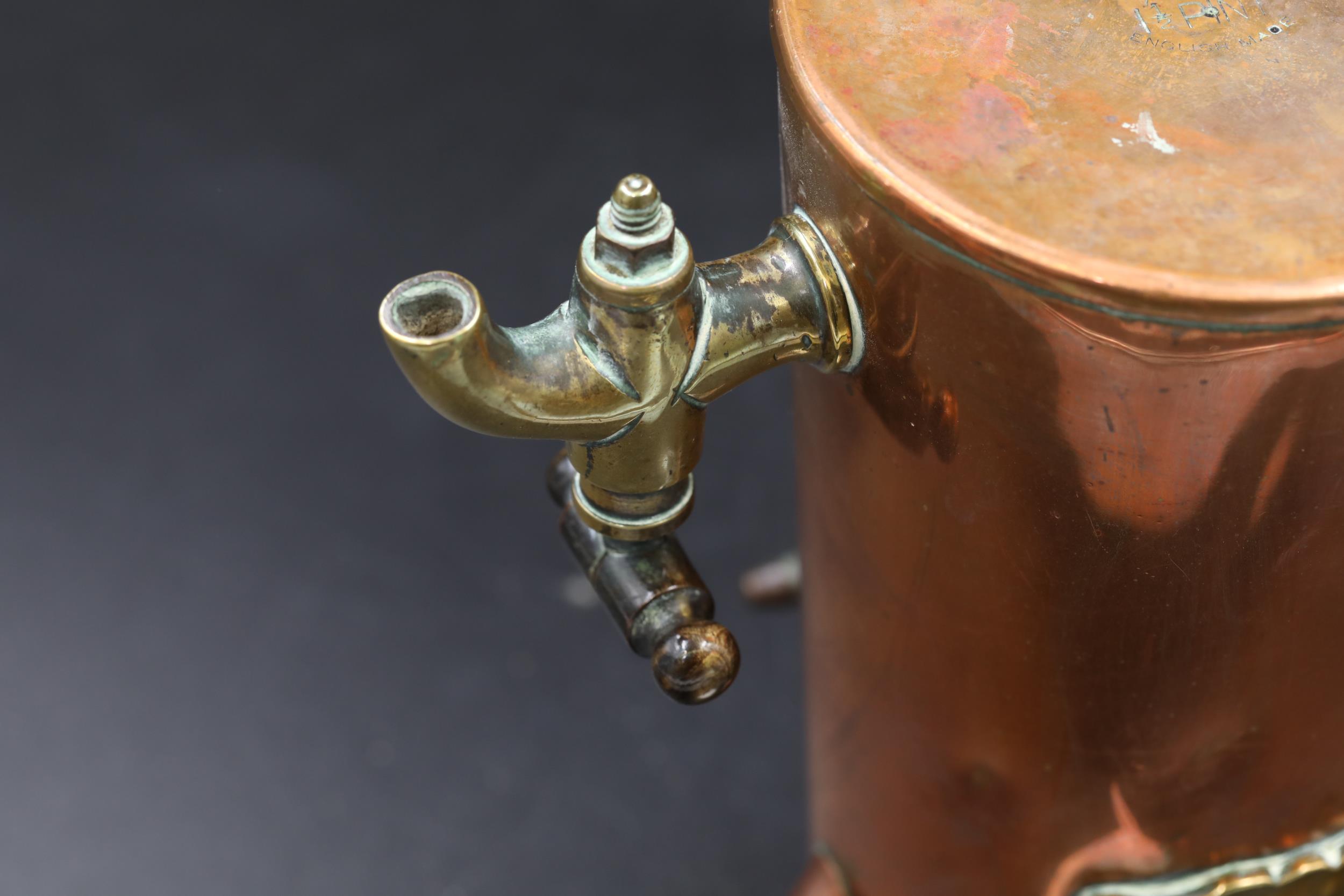Victorian Copper & Brass jacketed coffee pot. Manufactured by the Piston Freezing Machine & Ice - Image 7 of 8