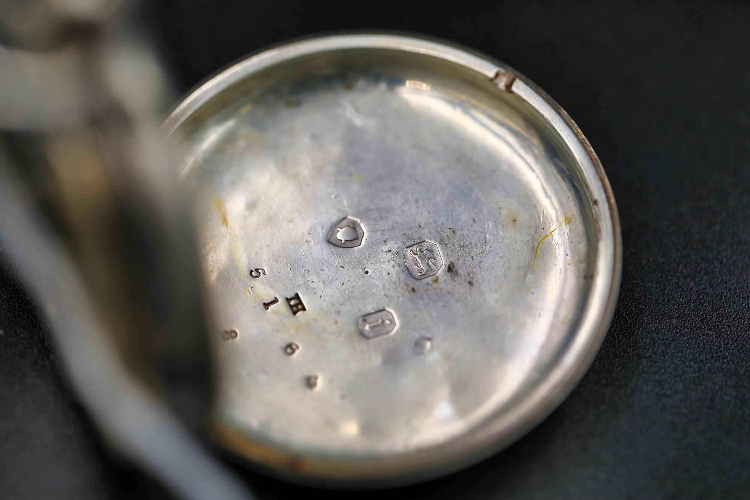 A Silver Pocket watch (London 1864) in original case with key (seems unwound) plus silver watch - Image 8 of 8