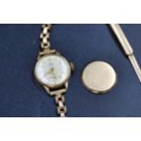 Uno 375 gold ladies watch Dennison hallmarked back 375 Rolled gold strap