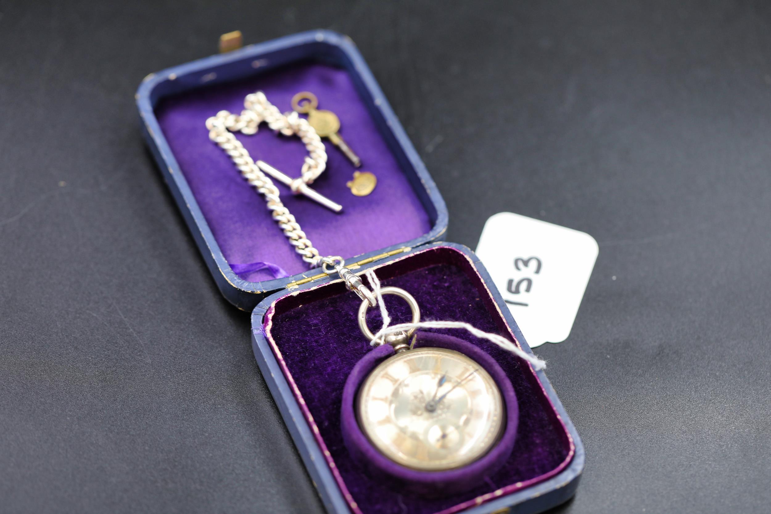 A Silver Pocket watch (London 1864) in original case with key (seems unwound) plus silver watch - Image 3 of 8