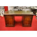 Early Victorian Antyique Pedestal Partners Desk - the desk has been altered on several occasions,