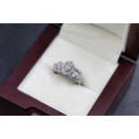 14KT White Gold Cluster Diamond Ring, Ladies, Size M