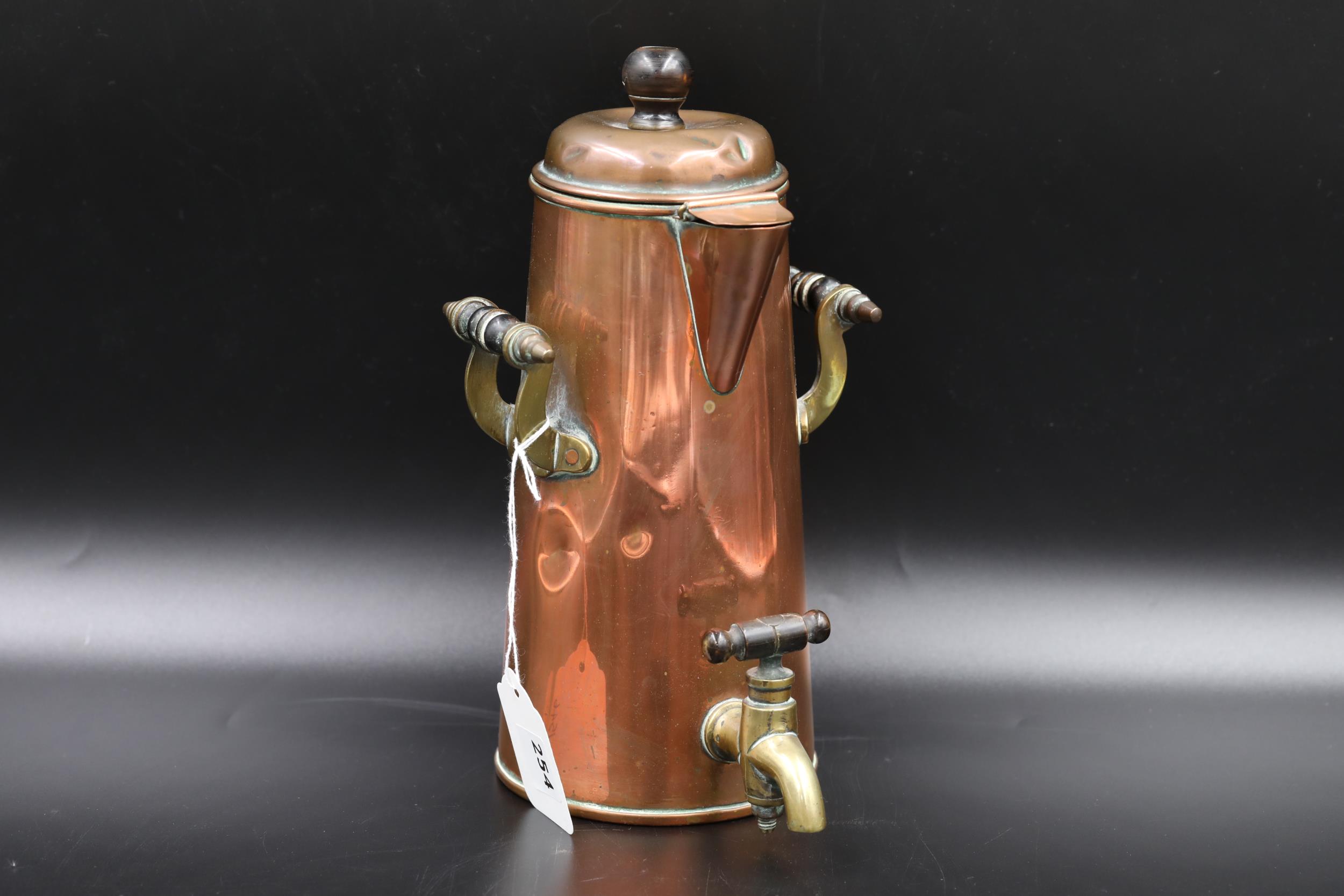 Victorian Copper & Brass jacketed coffee pot. Manufactured by the Piston Freezing Machine & Ice