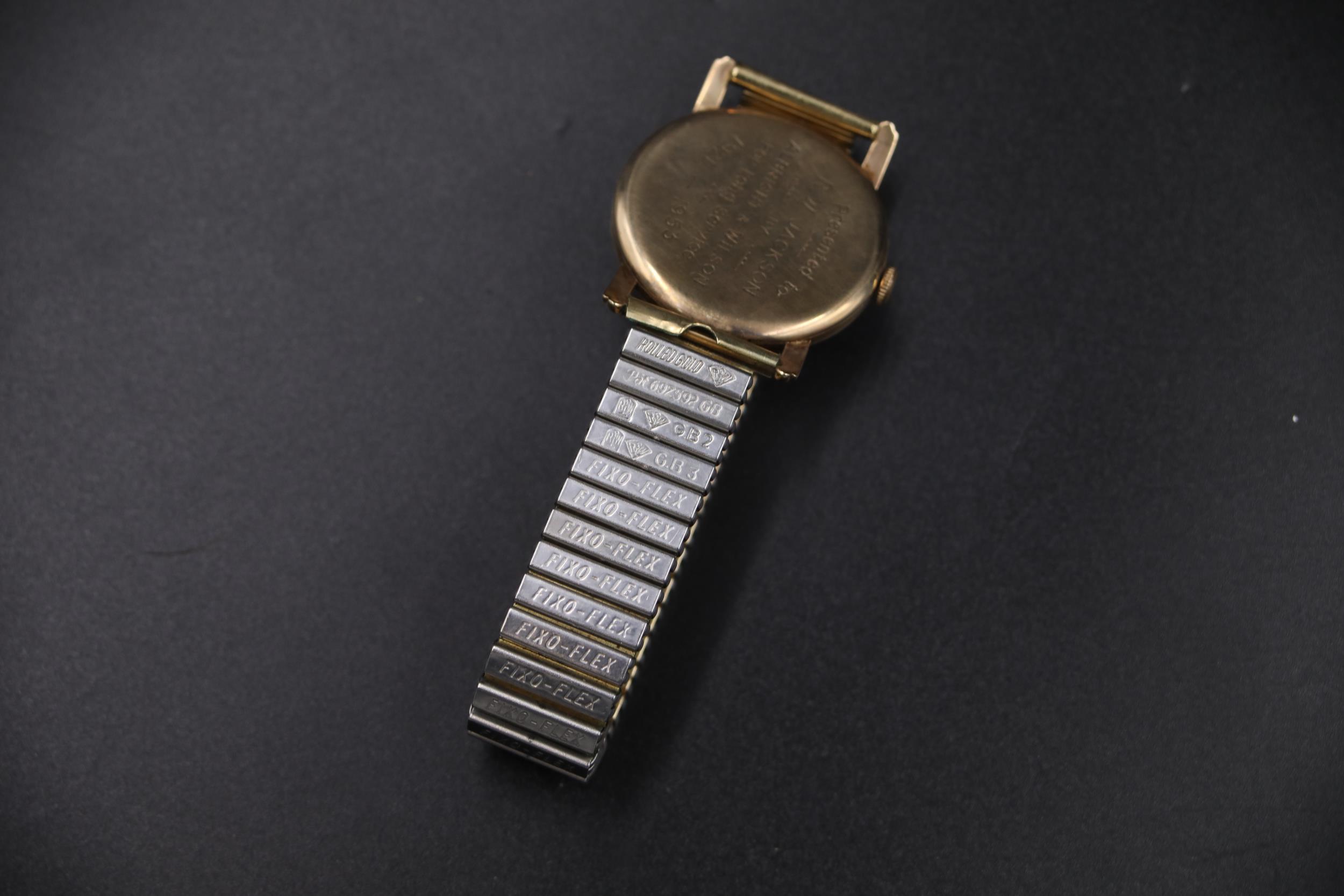 Men's 9ct gold watch circa 1952 Vintage Timor Perry, Birmingham. In working and clean condition. - Image 3 of 8