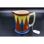 A lovely large Clarice Cliff, Bizarre, geometric jug c1929 with hand painted Bizarre by Clarice