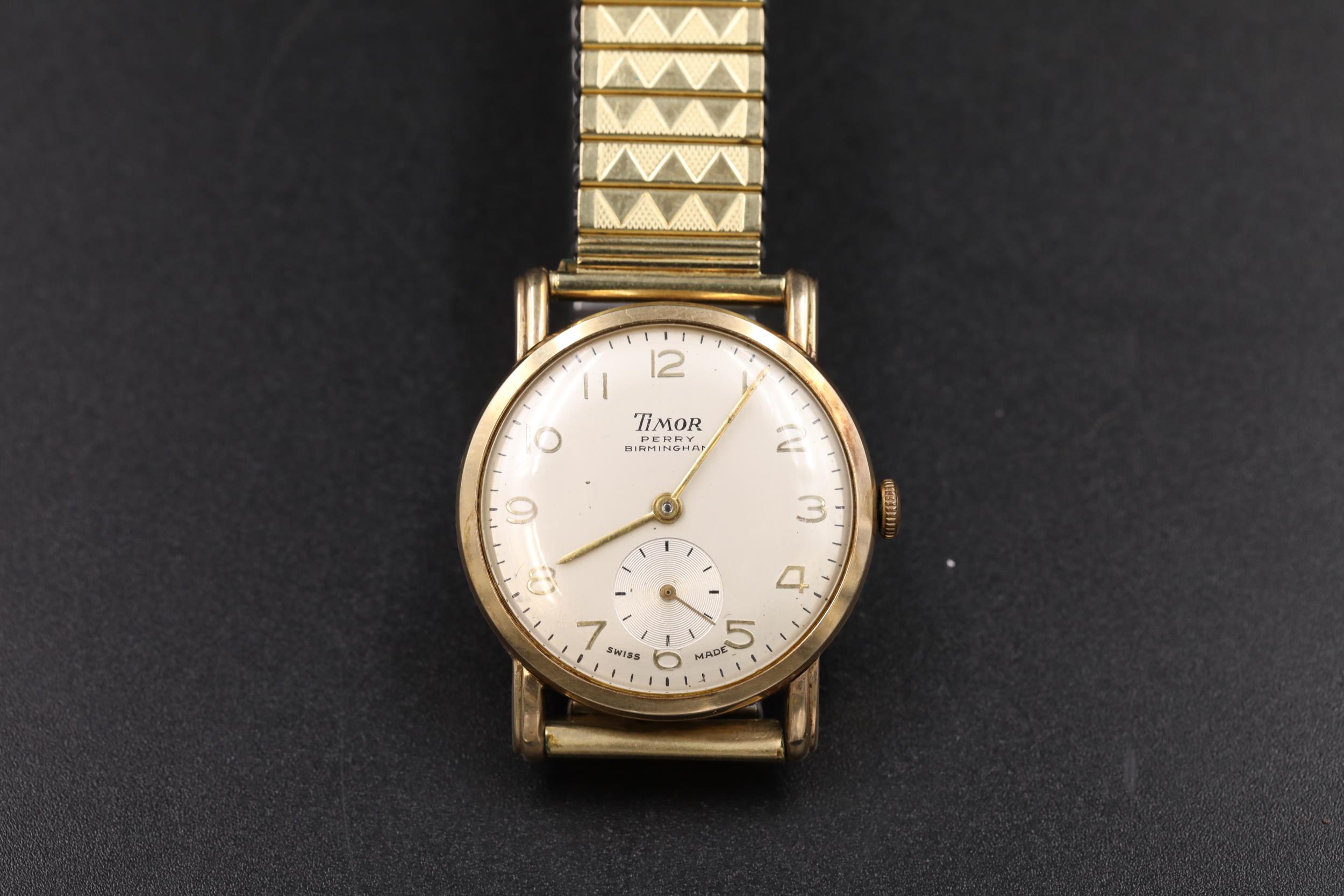 Men's 9ct gold watch circa 1952 Vintage Timor Perry, Birmingham. In working and clean condition. - Image 6 of 8