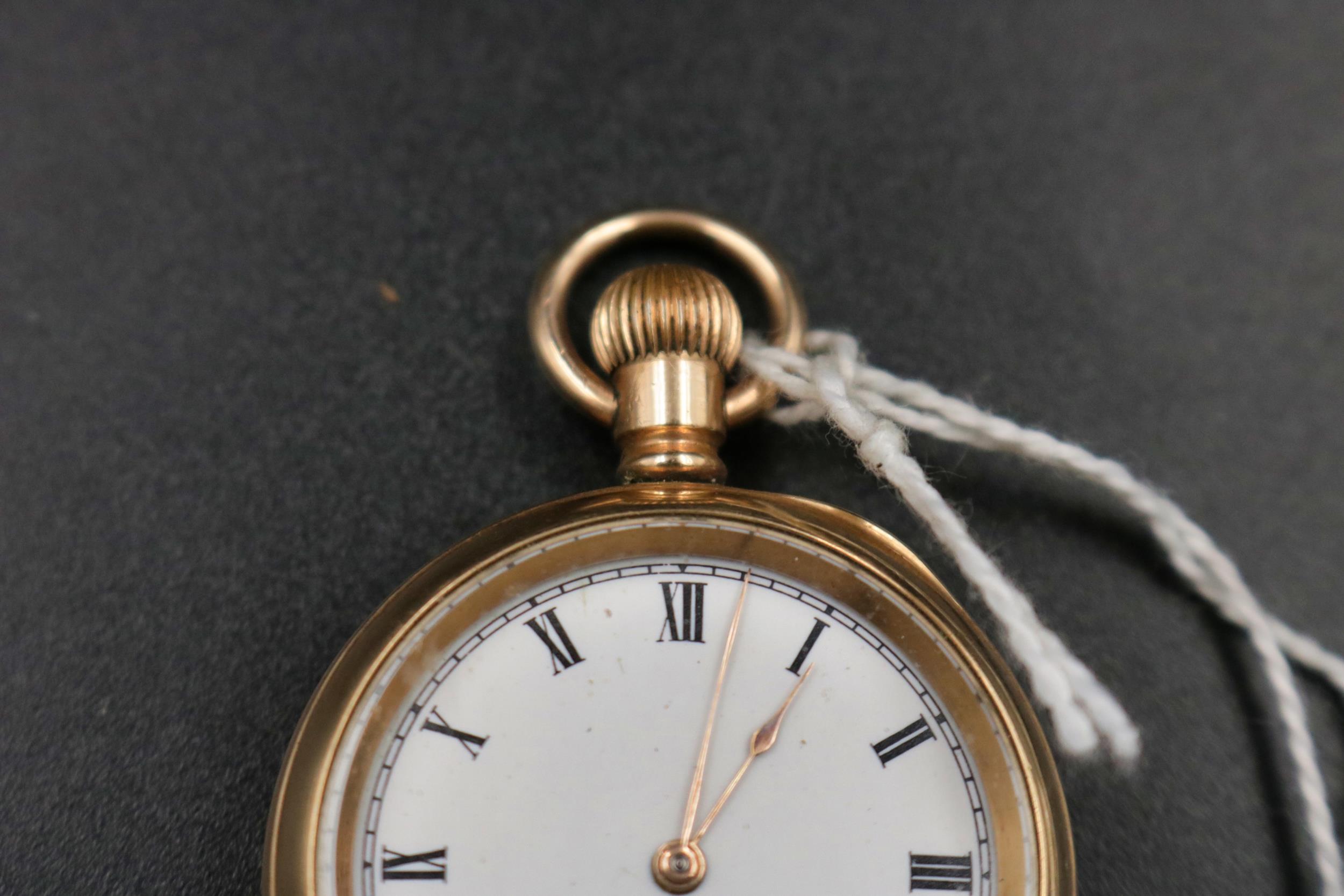 Waltham 14ct gold plated ladies pocket watch (A/F) not running - Image 3 of 8