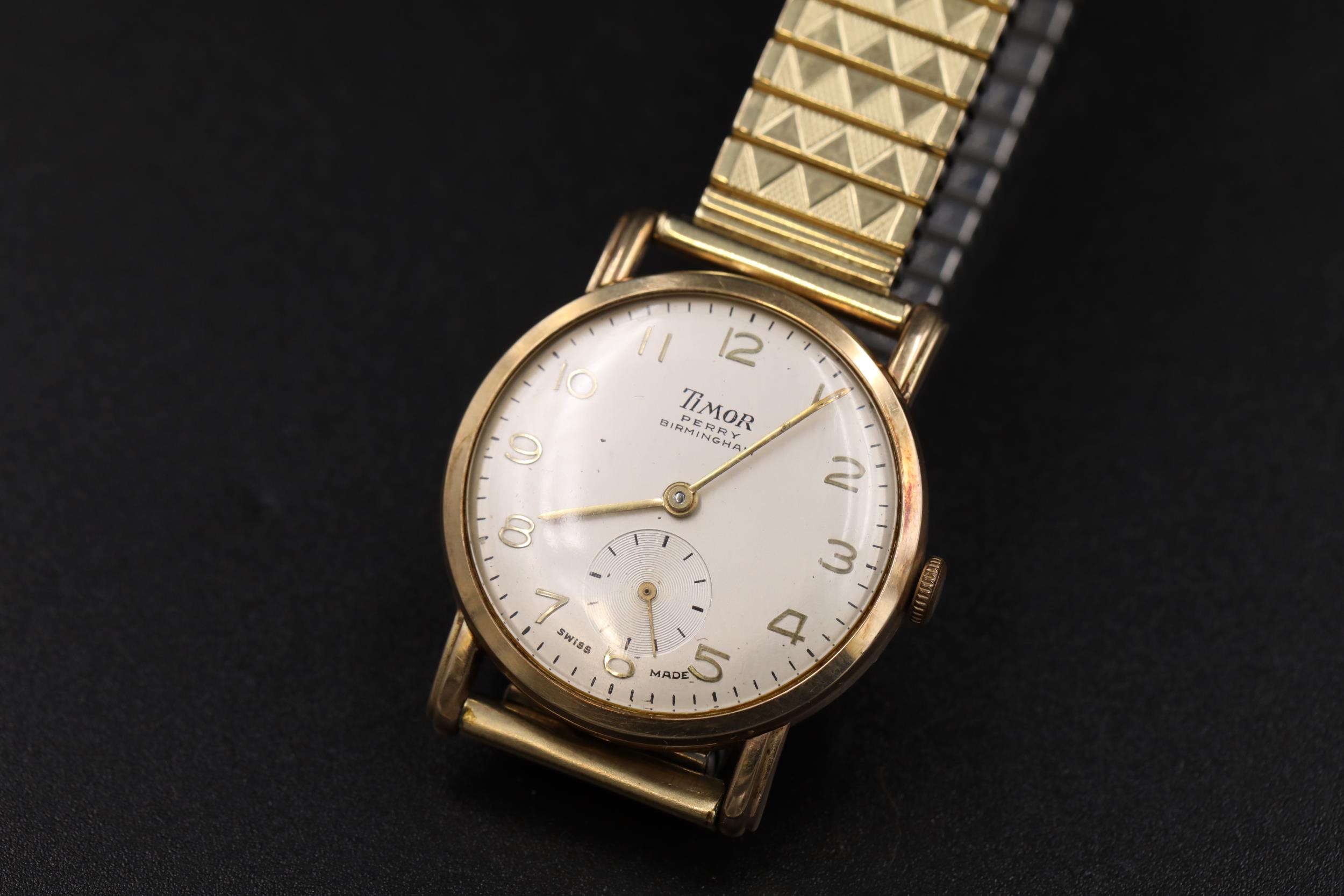 Men's 9ct gold watch circa 1952 Vintage Timor Perry, Birmingham. In working and clean condition. - Image 8 of 8