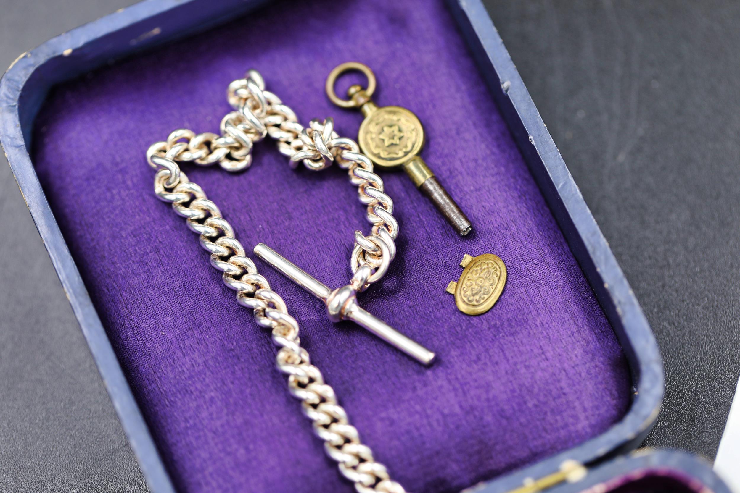 A Silver Pocket watch (London 1864) in original case with key (seems unwound) plus silver watch - Image 4 of 8