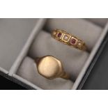 1 Antique Gold Ring 15ct and 9ct Gold Signet Ring