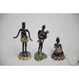 3x Metal Painted African Figures