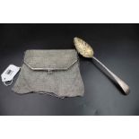 Georgian Silver Berry Spoon and Silver Ladies Purse