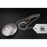 Large Silver Locket and Chain Hallmarked