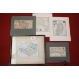 5 Vintage Maps 1 framed and in Cardboard Mounts