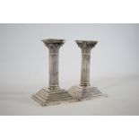 pair of column silver hallmarked candlesticks
