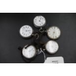 5x Vintage silver pocket watches