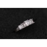 5 Stone emerald cut diamond ring Cathedral set 14ct white gold