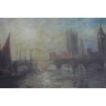 JF Danby 1871 Houses of Parliament oil on canvas