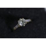 0 75 diamond solitaire claw set ring with diamonds shoulders