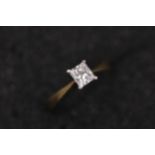 0 5CT Princess cut diamond Solitaire ring in 18ct yellow gold