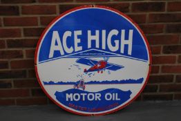 Enamel High Ace Motor Oil Circular Sign